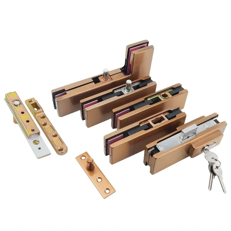 Rose gold  frameless glass door clip ground spring door one word clip seven word clip ground lock rose gold wire drawing