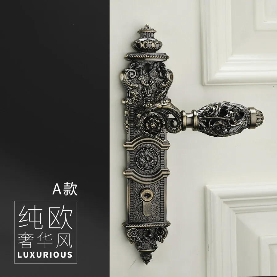 85mm All copper Hollow out  mute door lock indoor wooden door lock handle lock room door lock European luxury style villa lock