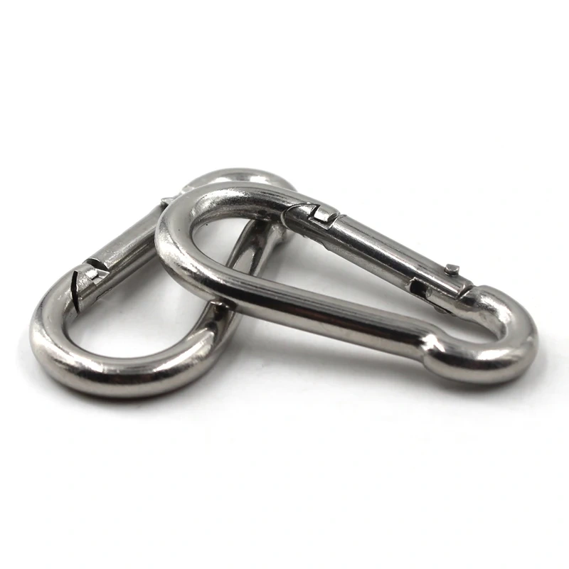 (4PCS to 10PCS) M4 M5 M6 M8 Mountaineering Buckle Spring Carabiner Snap Hook Keychain 304 Stainless Steel