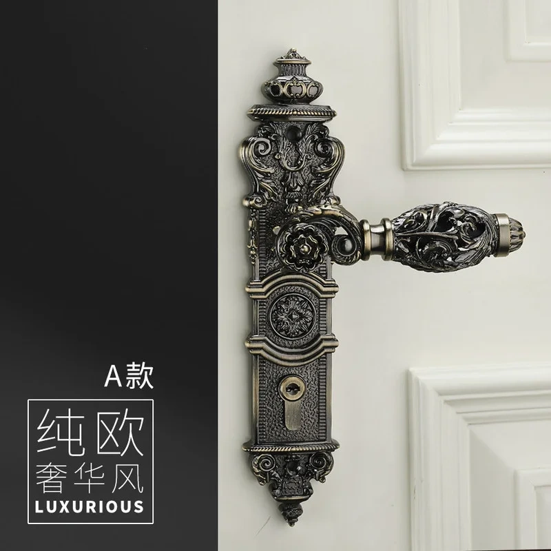 85mm All copper Hollow out  mute door lock indoor wooden door lock handle lock room door lock European luxury style villa lock