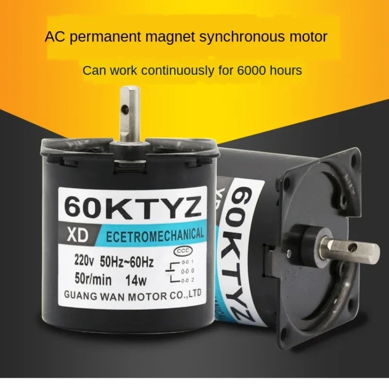 60Ktyz 14W Ac Permanente Magneet Synchrone Motor 110V/220V Gear Motor Miniatuur Lage Snelheid Grote Koppel Kleine Motor