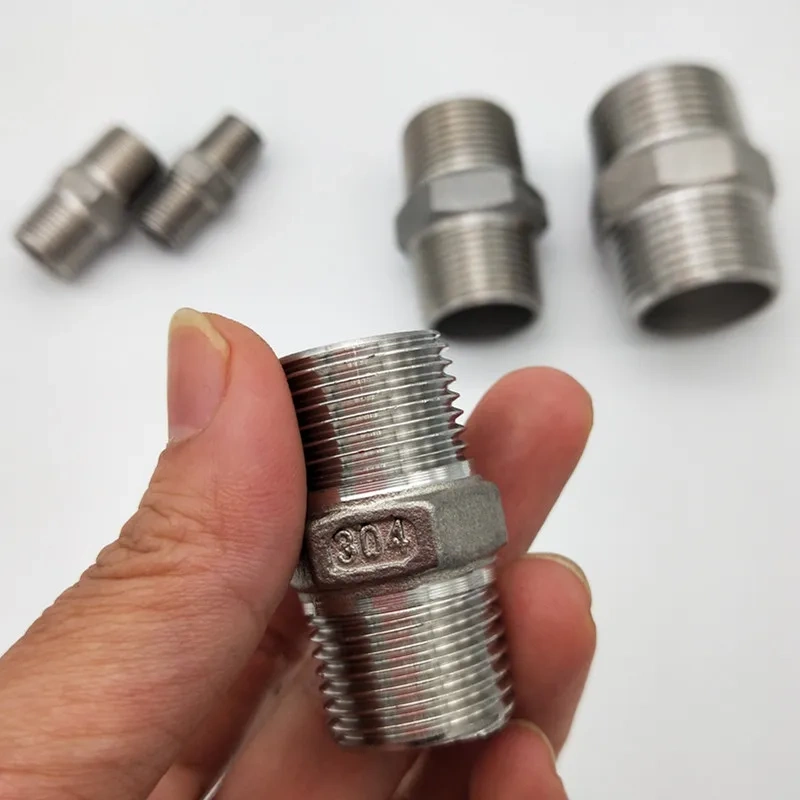 1/8" 1/4" 3/8" 1/2" 3/4" 1" 1-1/4" 1-1/2" BSP Male to Male Thread Hex Nipple Threaded Reducer Pipe Fitting Stainless Steel 304