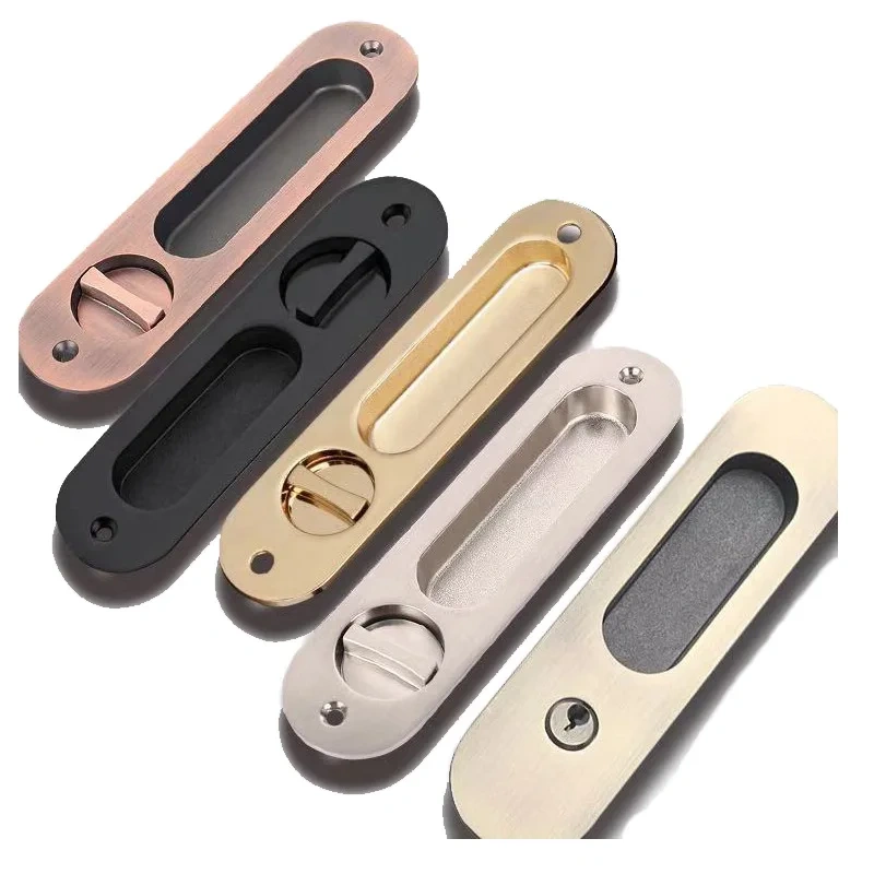 Invisible Door Locks Handle Double-sided Durable for Sliding Barn Wooden Door folding door hook lock deadlock holder lock