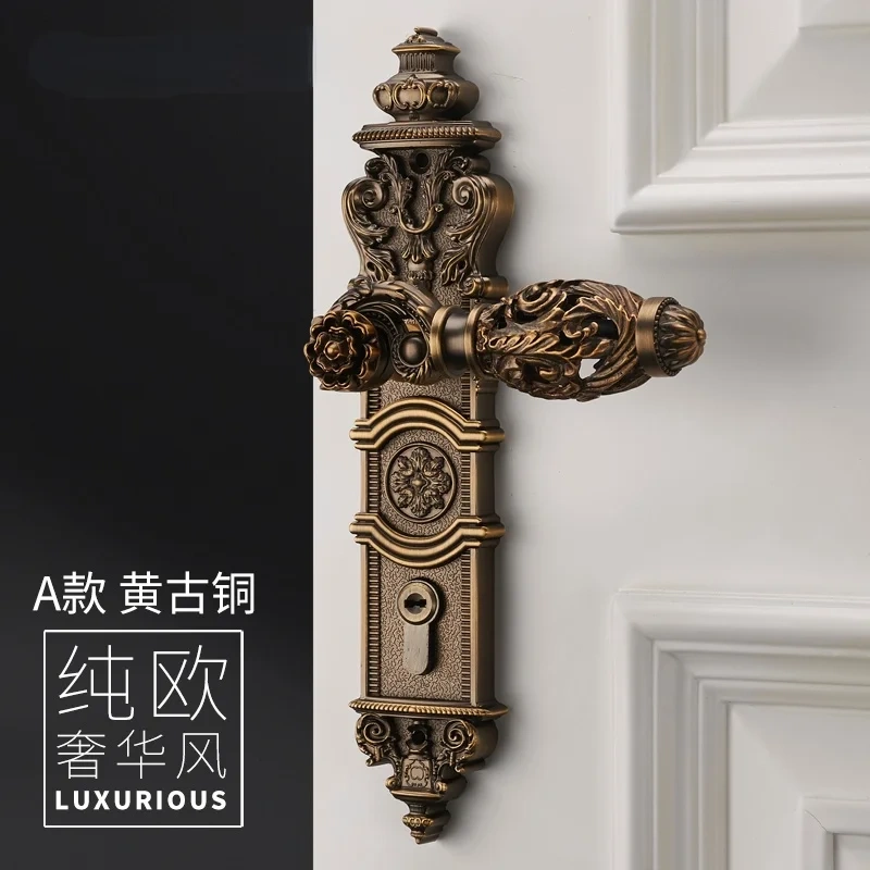 85mm All copper Hollow out  mute door lock indoor wooden door lock handle lock room door lock European luxury style villa lock