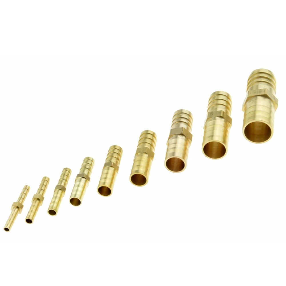 Brass Straight Hose Pipe Fitting Equal Barb 4mm 6mm 8mm 10mm 12mm 14mm 19mm Gas Copper Barbed Coupler Connector Adapter