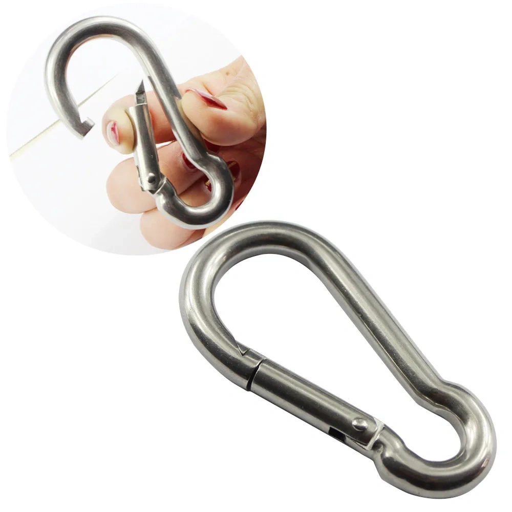 (4PCS to 10PCS) M4 M5 M6 M8 Mountaineering Buckle Spring Carabiner Snap Hook Keychain 304 Stainless Steel