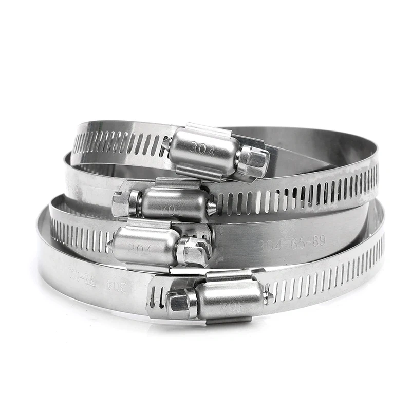 5pcs/lot High Quality Screw Worm Drive Hose Clamp 304 Stainless Steel Hose Hoop Pipe Clamp Clip