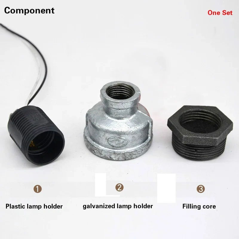 Plastic Galvanized Lamp Holder Screw Light Bulb Socket DN15 DN20 DN25 Creative Retro Industrial LOFT Water Pipe  Fittings