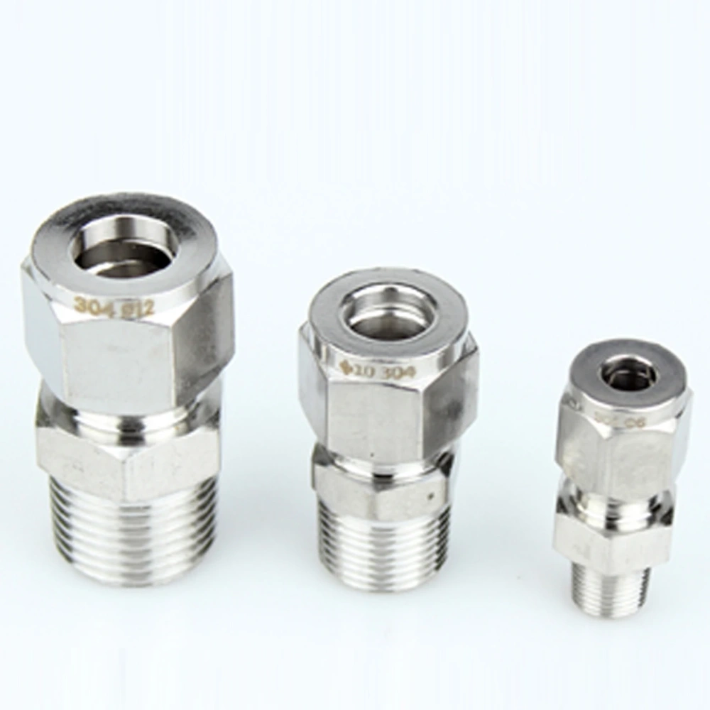 304 stainless steel Card sleeve joint oil air water pipe connector thread straight end copper instrument pipe valve connection