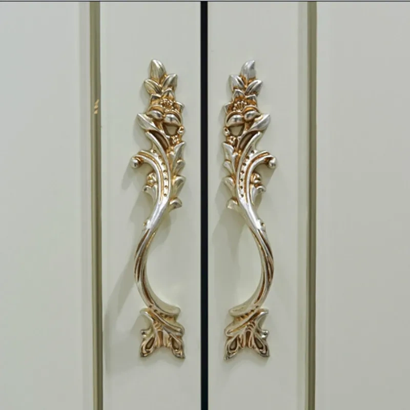 1pcs European Wardrobe Cabinet Handle and Knobs Door Handle Drawer Knobs and Pulls Antique Yellow and Silver