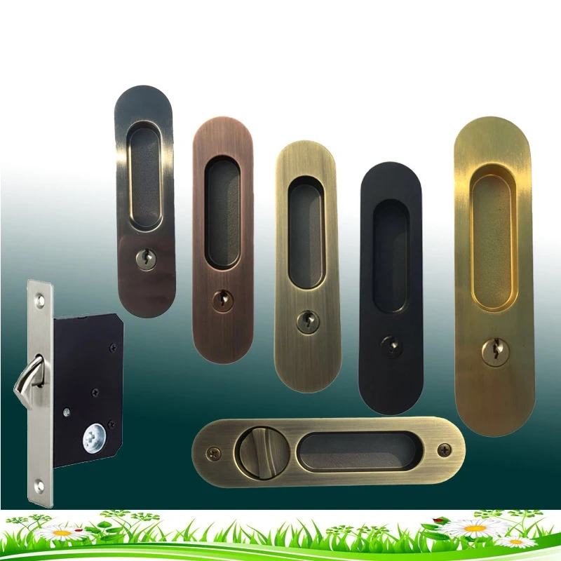 Invisible Door Locks Handle Double-sided Durable for Sliding Barn Wooden Door folding door hook lock deadlock holder lock