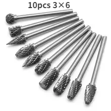 6mm Metal Drawing Tungsten Carbide Milling Cutter Rotary Tool Burr Double Diamond Cut Rotary Dremel Metal Wood Electric Grinding