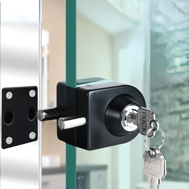 Hole free glass door stainless steel lock office frameless tempered glass lock  sliding door knob latch