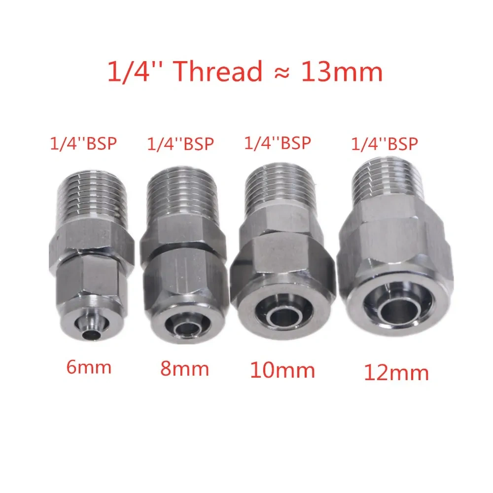 1pc Quick connectors Tube Pipe Fittings Threaded Male Connector Stainless Steel SS 304 1/8'' 1/4'' 3/8'' 1/4'' BSP Thread