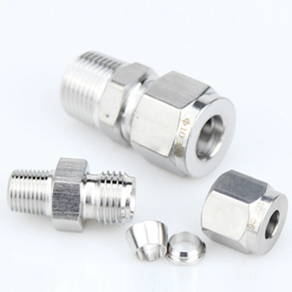 304 stainless steel Card sleeve joint oil air water pipe connector thread straight end copper instrument pipe valve connection