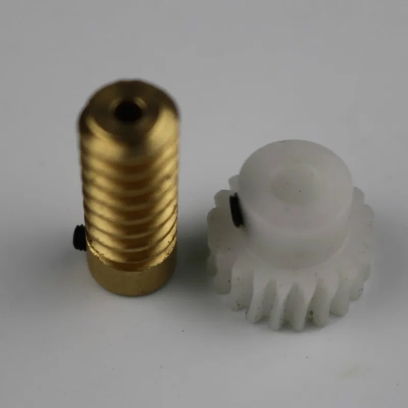 0.8M-20T/30T/40T Plastic Worm gear copper worm rod  DC motor remote control components 1:20 1:30 1:40