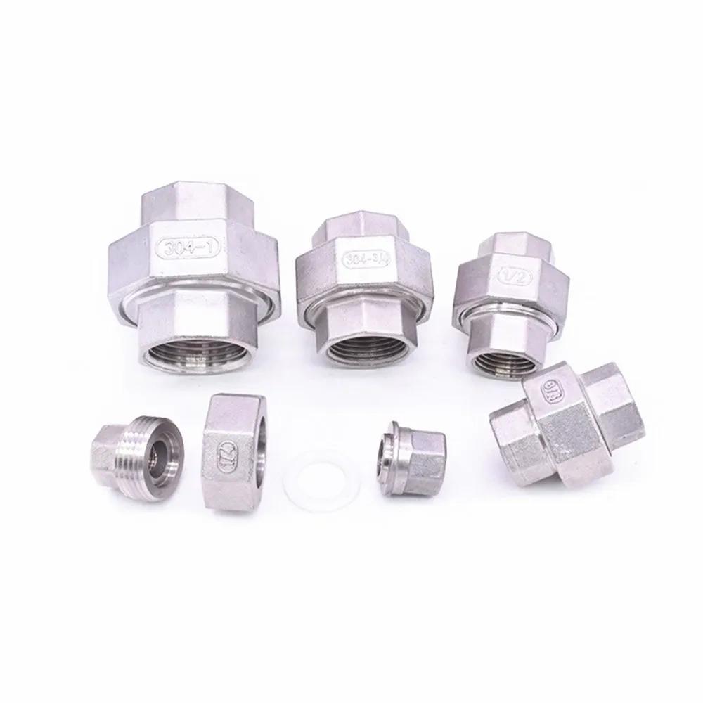 1/8" 1/4" 3/8" 1/2" 3/4" 1" 1-1/4" 1-1/2" Female Thread SS 304 Stainless Steel Live Joint Coupling Union Connector Pipe Fitting