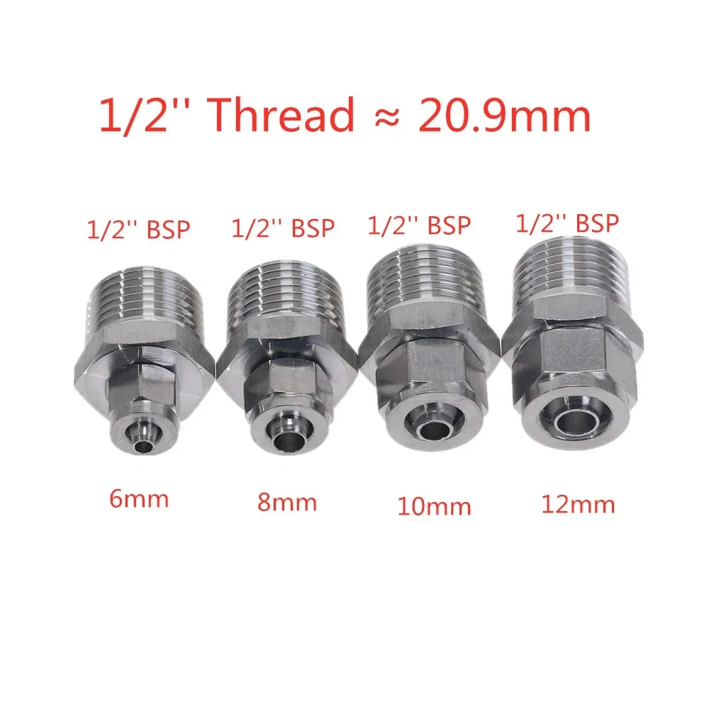 1pc Quick connectors Tube Pipe Fittings Threaded Male Connector Stainless Steel SS 304 1/8'' 1/4'' 3/8'' 1/4'' BSP Thread