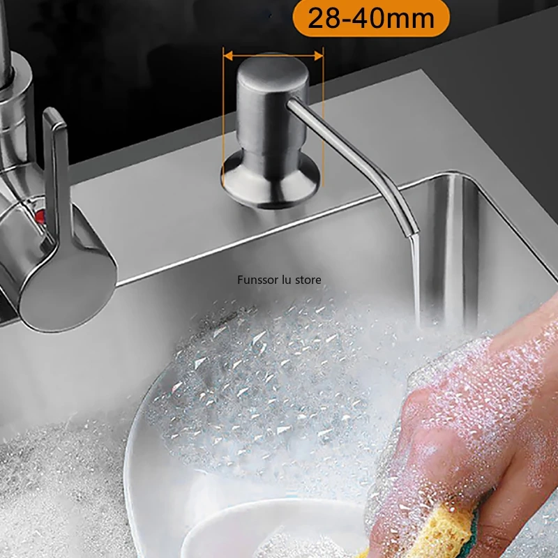 Black 300ML Kitchen Sink Soap Dispenser ABS Dispenser Detergent Liquid Soap Dispenser Stainless Steel Head  Hand Dispenser