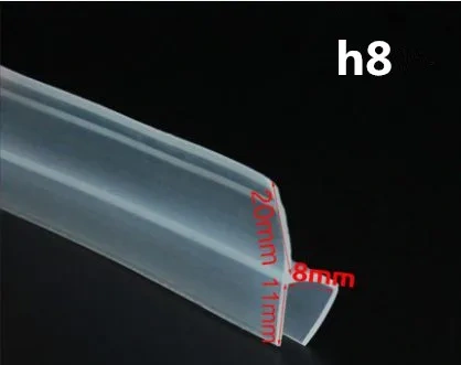 2 Meter/lot Widened F/h shape silicone rubber shower room door window glass seal strip weatherstrip for 6/8/10/12 mm glass
