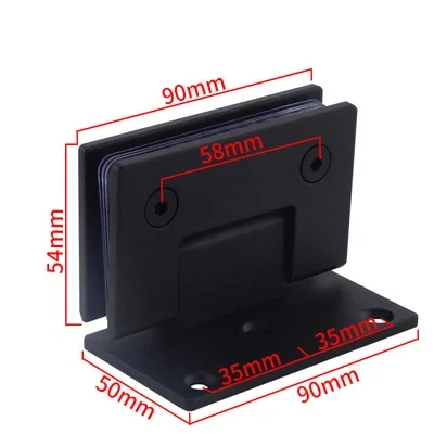 Stainless Steel Frameless Glass Black Door Hinge 90 Degrees of Bathroom Clamp Bathroom Folding Glass Clip Package Mail
