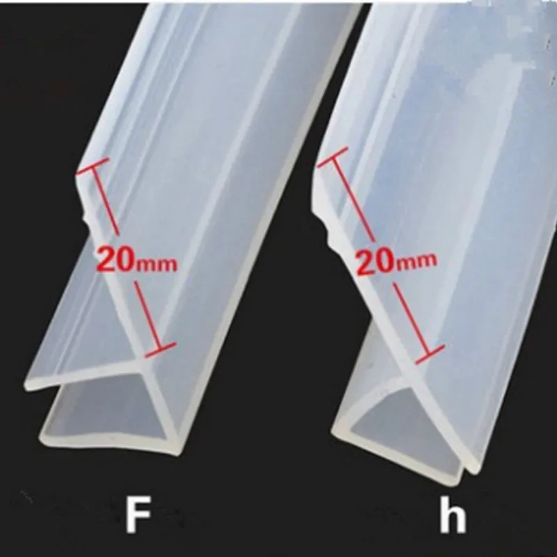 2 Meter/lot Widened F/h shape silicone rubber shower room door window glass seal strip weatherstrip for 6/8/10/12 mm glass