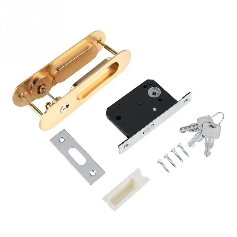 Sliding Door Lock Handle Anti-theft with Keys For Barn Wood Furniture Hardware Door Latch Lock for Double Doors Cerradura