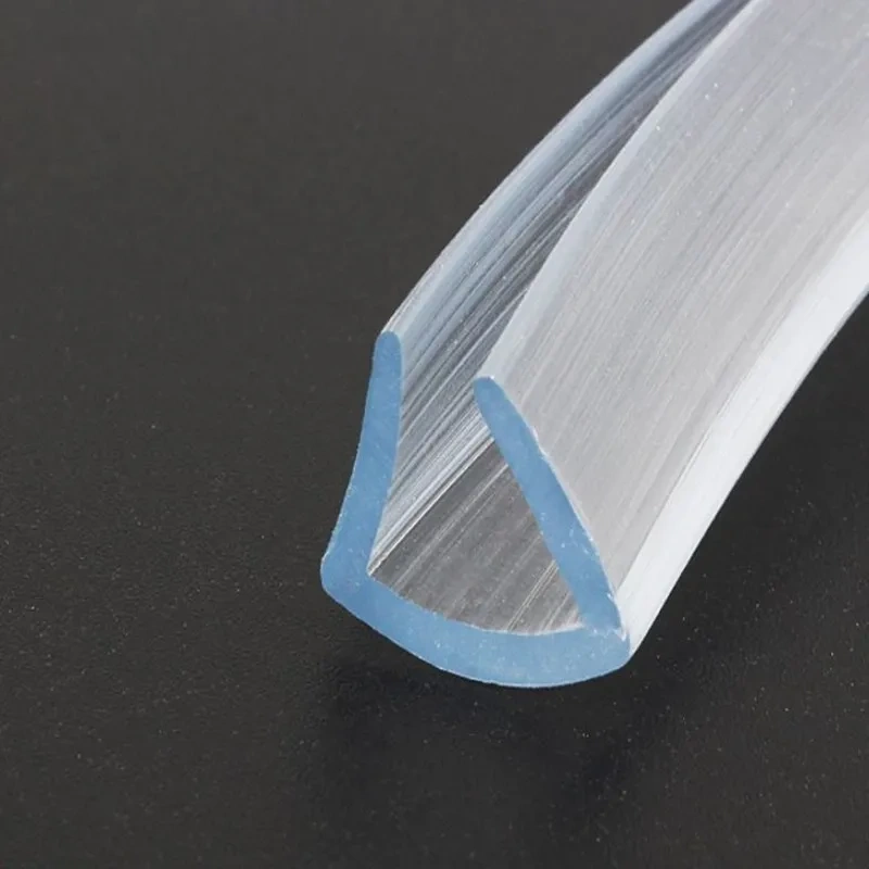 2M U-shaped transparent Silicone rubber sealing strip bath door  sound insulation seal weathering  for 5/8/10/12mm glass window