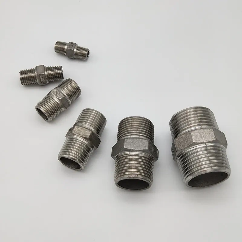 1/8" 1/4" 3/8" 1/2" 3/4" 1" 1-1/4" 1-1/2" BSP Male to Male Thread Hex Nipple Threaded Reducer Pipe Fitting Stainless Steel 304