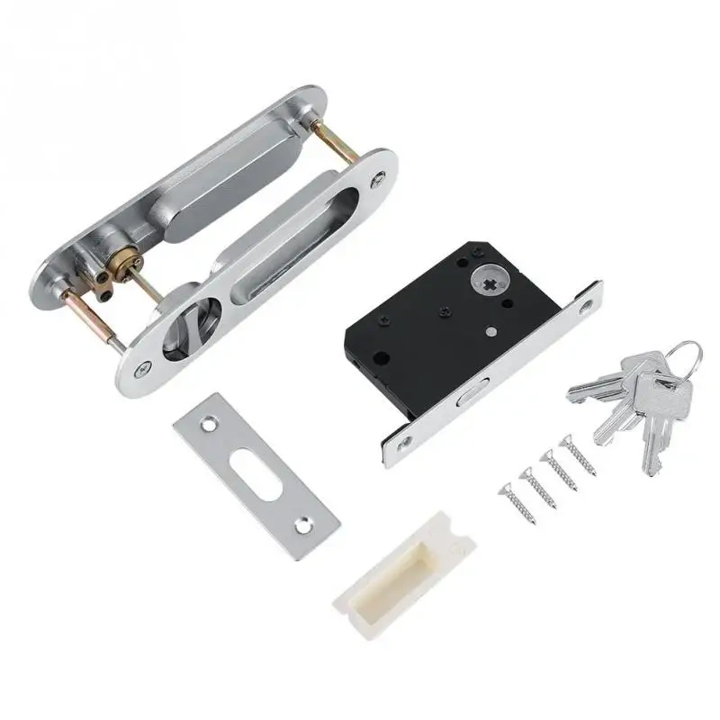Sliding Door Lock Handle Anti-theft with Keys For Barn Wood Furniture Hardware Door Latch Lock for Double Doors Cerradura