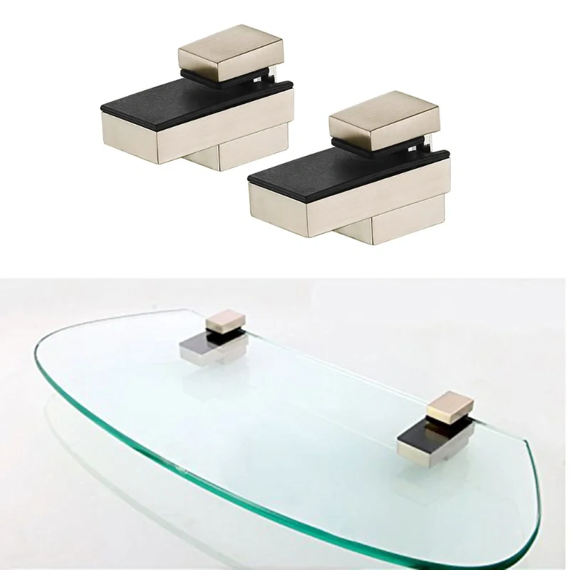 2pcs Wall Mount Glass Shelf Adjustable Wood Shelf Bracket Bracket Fish Mouth Glass Clamp 3-20mm/Zinc Alloy 3-28mm/3-15mm/3-20mm
