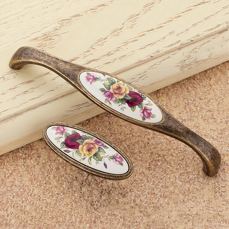 Vintage Bronze Cabinet Handles Cupboard Drawer Pull Kitchen Cabinet Door Knob Furniture Handles