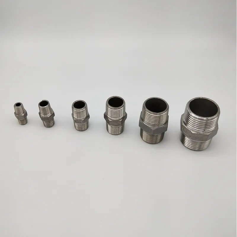 1/8" 1/4" 3/8" 1/2" 3/4" 1" 1-1/4" 1-1/2" BSP Male to Male Thread Hex Nipple Threaded Reducer Pipe Fitting Stainless Steel 304