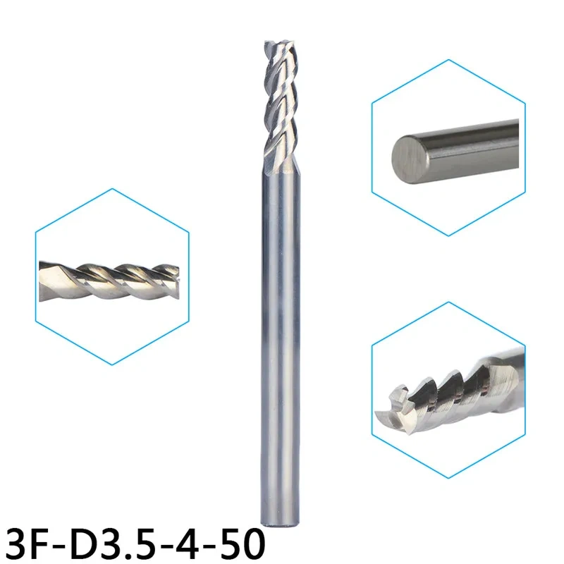 5pcs/D3.5-4-50 Milling cutters for Aluminum CNC Tools Solid Carbide CNC 3-Flute End mills Router bits,aluminum composite panels