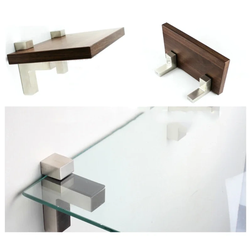 2pcs Wall Mount Glass Shelf Adjustable Wood Shelf Bracket Bracket Fish Mouth Glass Clamp 3-20mm/Zinc Alloy 3-28mm/3-15mm/3-20mm