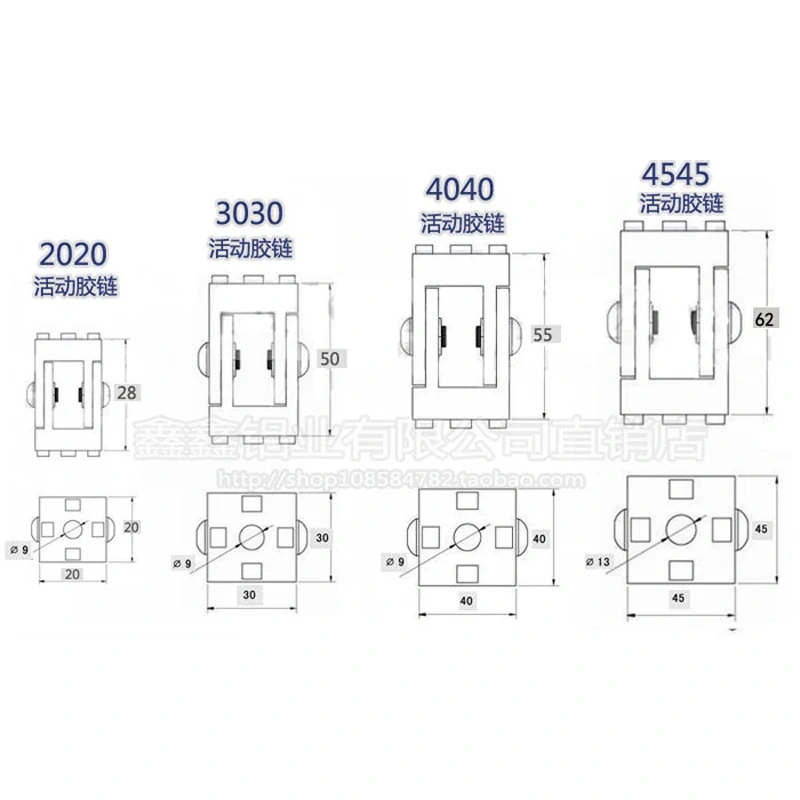 2020/3030/4040/4545 Zinc alloy living hinge Aluminum profile fittings Right angle Zinc Alloy Flexible Pivot Joint connector