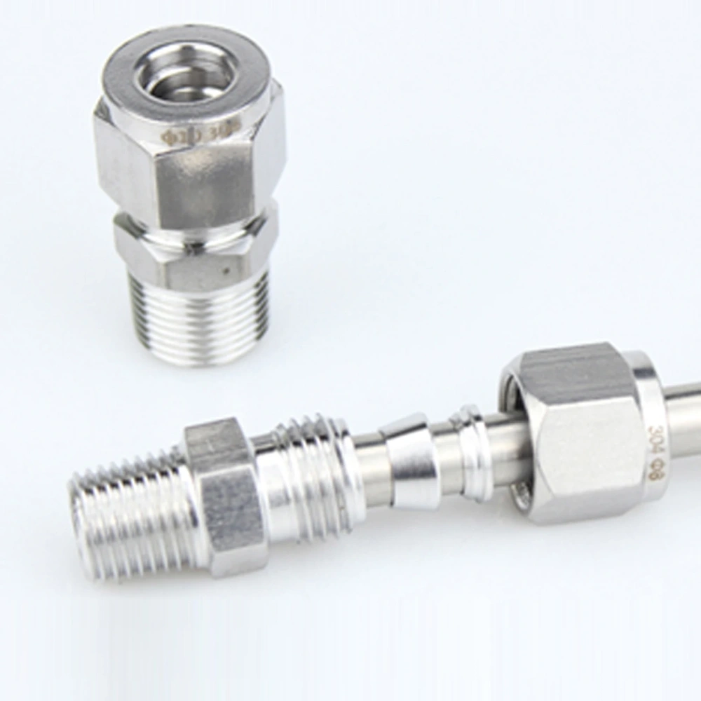 304 stainless steel Card sleeve joint oil air water pipe connector thread straight end copper instrument pipe valve connection