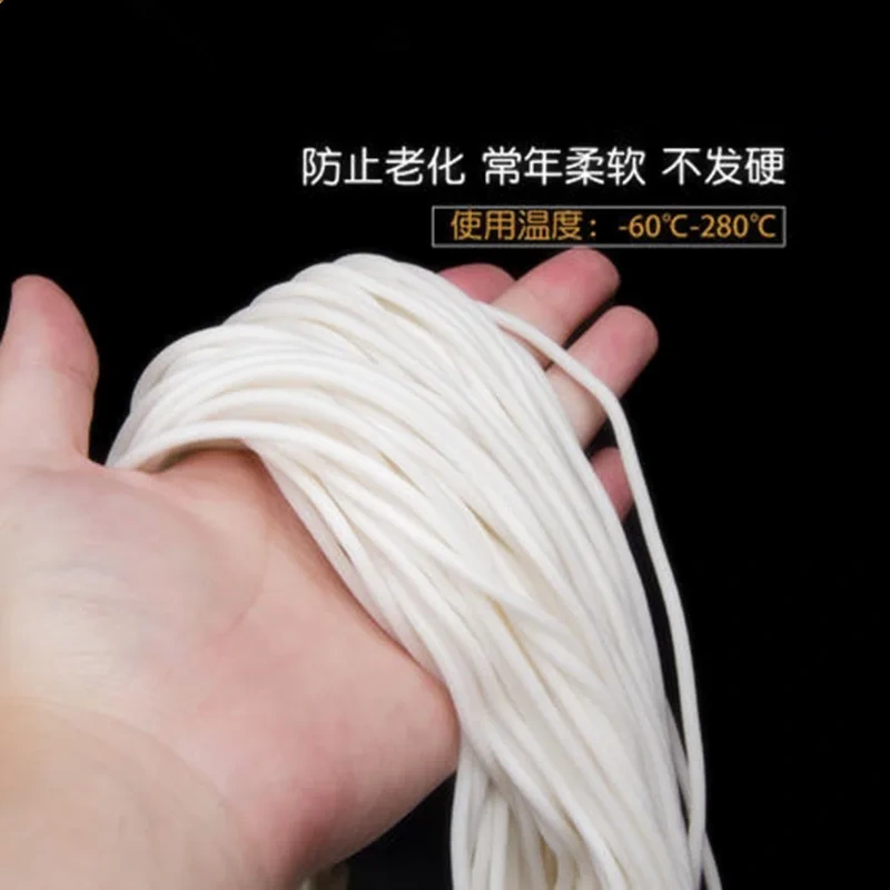 Foamed Silicone Rubber Seal Strip Silicon Sponge Cord Round Solid VMQ Foaming Cord Dia.1/2/3/4/4.5/5/6/7/8/9/10/11/12-30