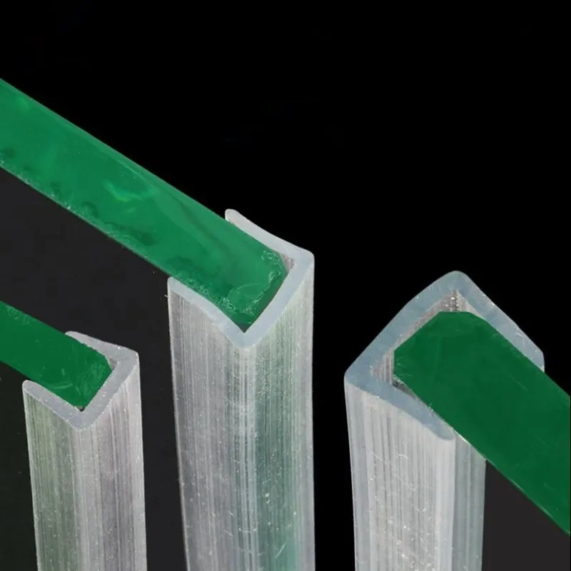 2M U-shaped transparent Silicone rubber sealing strip bath door  sound insulation seal weathering  for 5/8/10/12mm glass window