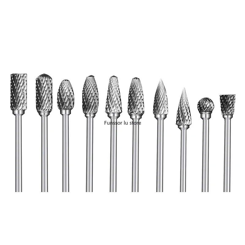 6mm Metal Drawing Tungsten Carbide Milling Cutter Rotary Tool Burr Double Diamond Cut Rotary Dremel Metal Wood Electric Grinding