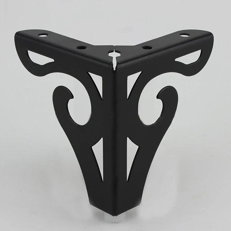 4Pcs/set Metal Furniture Legs with Rubber Feet Pad Cabinet Table Legs Hollow Carving Hardware Sofa Furniture Foot Level