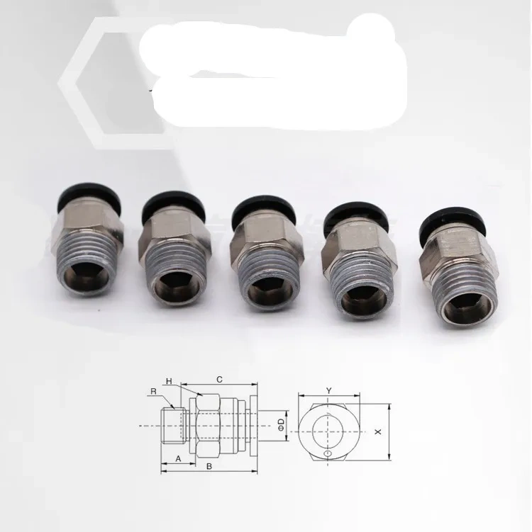 PC Pneumatic 4mm 6mm 8mm 10mm 12mm Hose Tube 1/4" 1/2" 1/8" 3/8" Male Staight Thread Air Pipe Connector Quick Coupling Fittings