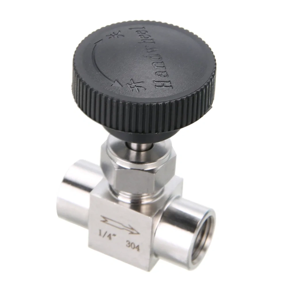 1/4" Needle Valve Stainless Steel Needle Valve 1/4" Female Thread Water Gas Oil Valve Flow Control Shut Off Valve Part Black