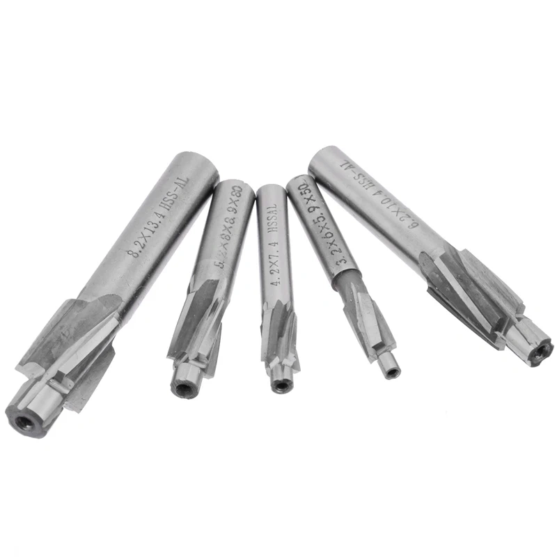 5Pcs/lot HSS Counterbore End Mill M3-M8 Pilot Slotting Tool Milling Cutter Countersink End Mills