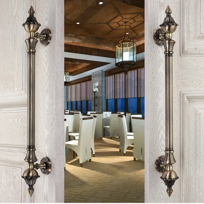 1pcs Door Handle Antique Zinc Alloy 280-550mm Length Handle Door Pull Bronze Gate Hotel Entrance Shopping Mall Door Handle
