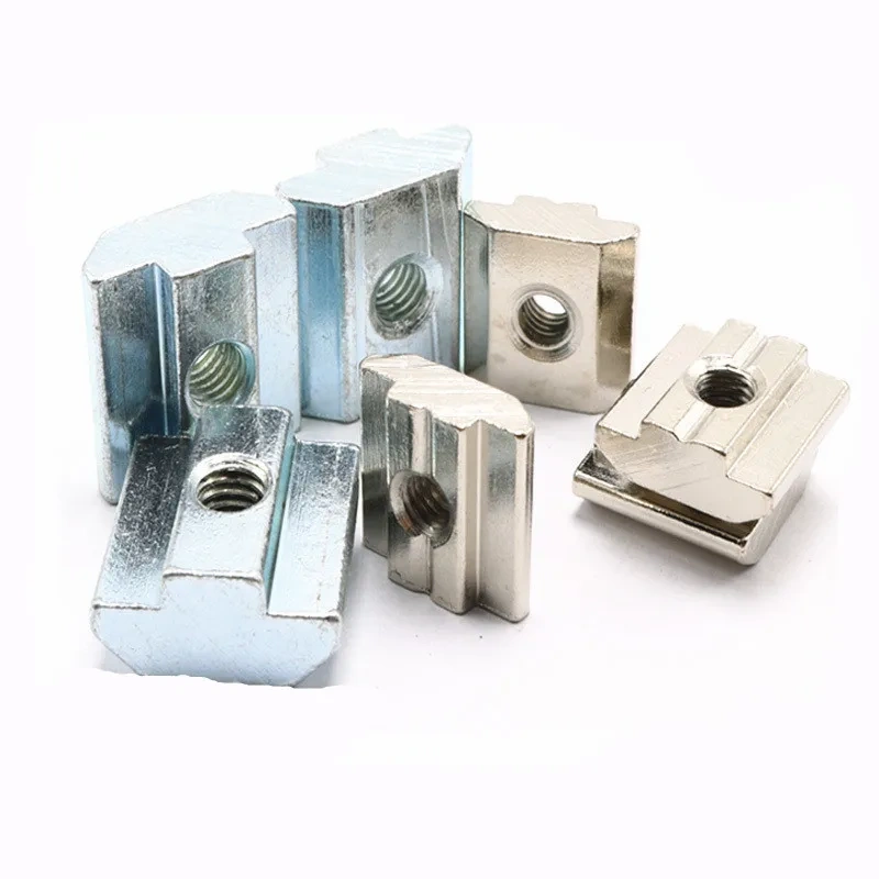 10PCS T Sliding Nut Zinc Coated Plate 2020/3030/4040/4545 Series M3/M4/M5/M6/M8/M10 Aluminum Thread