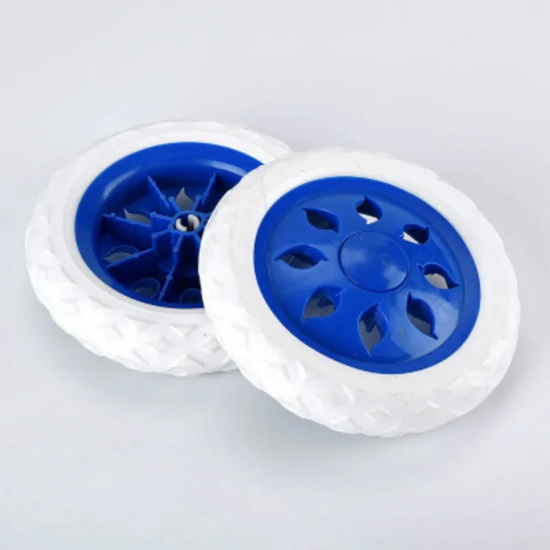 2pcs Shopping Cart Wheels Trolley Caster Replacement 6.5 Inch Dia Rubber Foaming Light Blue  Red Blue