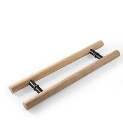 Solid Wood Double Side Glass Door Handle Back-to-Back  Shower Room Bathroom Framed Pull Sliding Door Handle H-Shaped Crude Wood