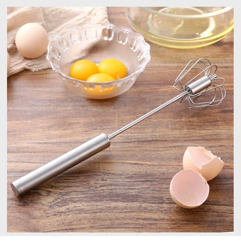 Semi-automatic Egg Beater 304 Stainless Steel Egg Whisk Manual Hand Mixer Self Turning Egg Stirrer Kitchen Accessories Egg Tools