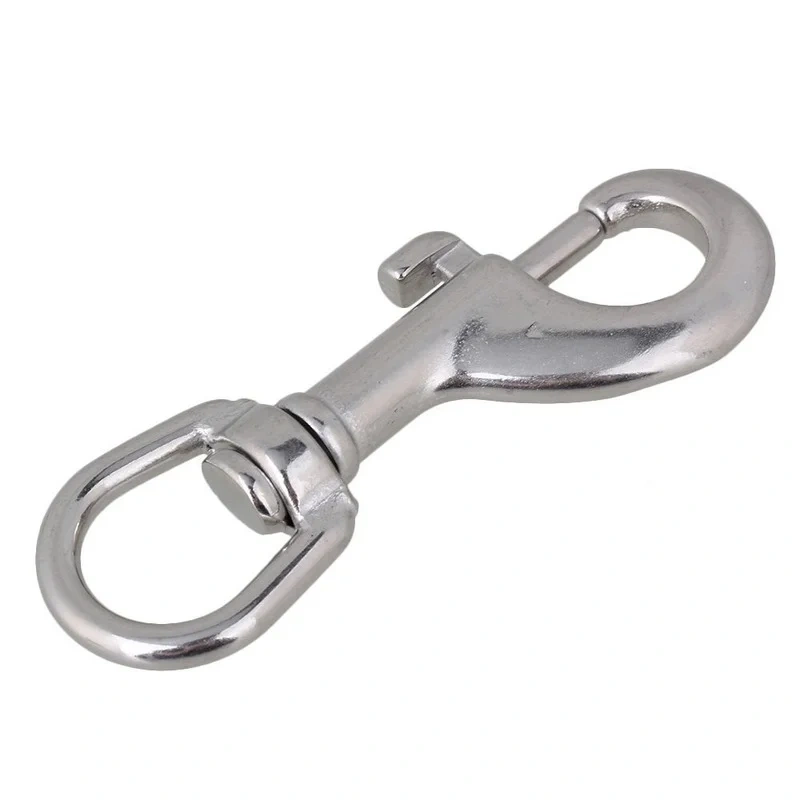 304 Stainless Steel 80mm Silver Swivel-Eye Bolt Snap Hook Round Eye Swivel Keychain Strap